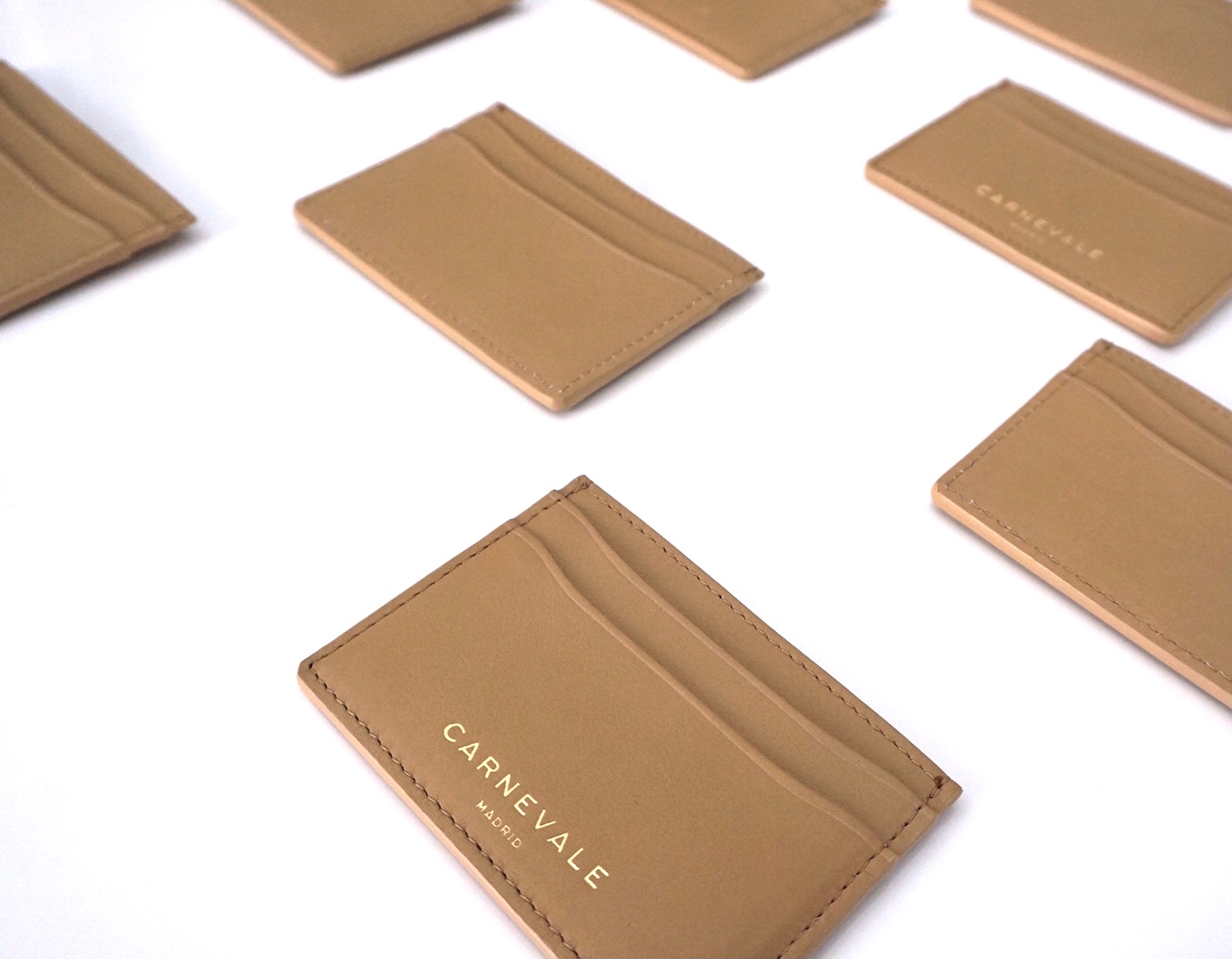 beige leather card holder