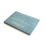 porta-cartões de couro de coco azul