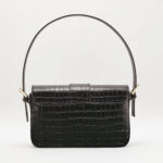 black crocodile leather baguette bag shoulder bag Made in Spain Carnevale