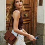 brown Dalia coffee baguette bag