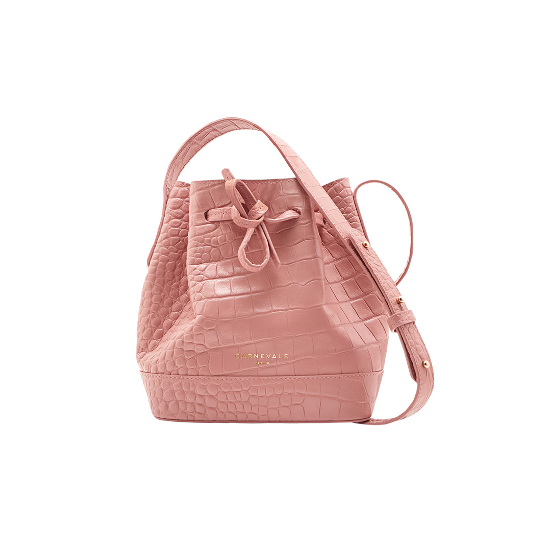 BORSA MINI A SECCHIELLO TELMA PELLE ROSA PELLE Carnevale Madrid