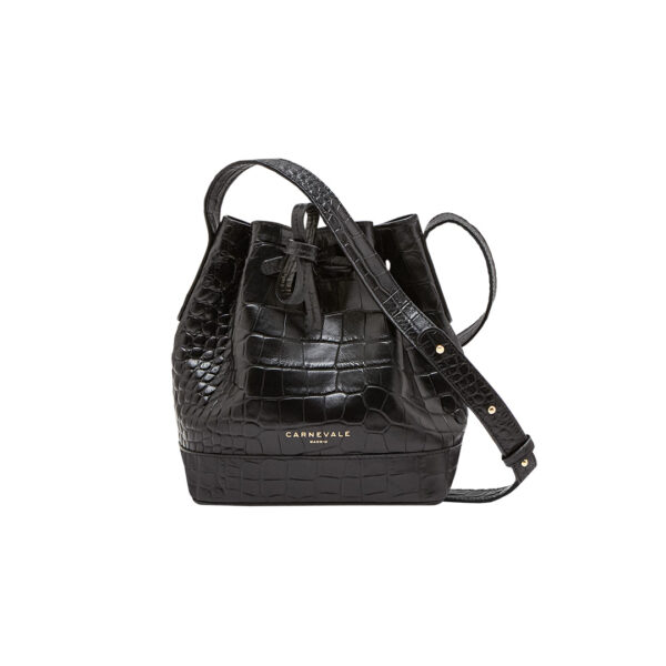 BOLSO SACO MINI TELMA BUCKET BAG BLACK NEGRO PIEL CUERO Carnevale Madrid