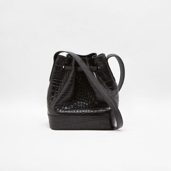 BOLSO SACO MINI TELMA BUCKET BAG BLACK NEGRO PIEL CUERO Carnevale Madrid