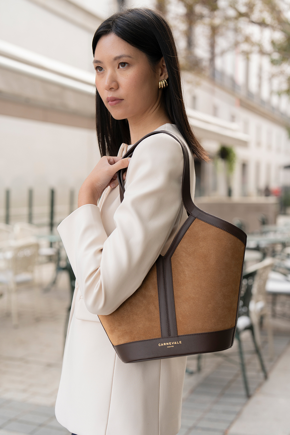 borse a tracolla in pelle e camoscio marrone cammello Carnevale Madrid